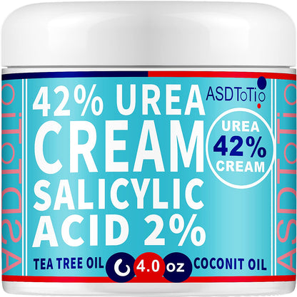 ASDToTio Urea Cream 42% - Premium Urea Foot Cream - With 2% Salicylic Acid, Tea Tree Oil, Shea Butter, Aloe Vera - For Feet, Hands, Heels, Elbows, Knees and More - 4 oz - dailyvitalstore