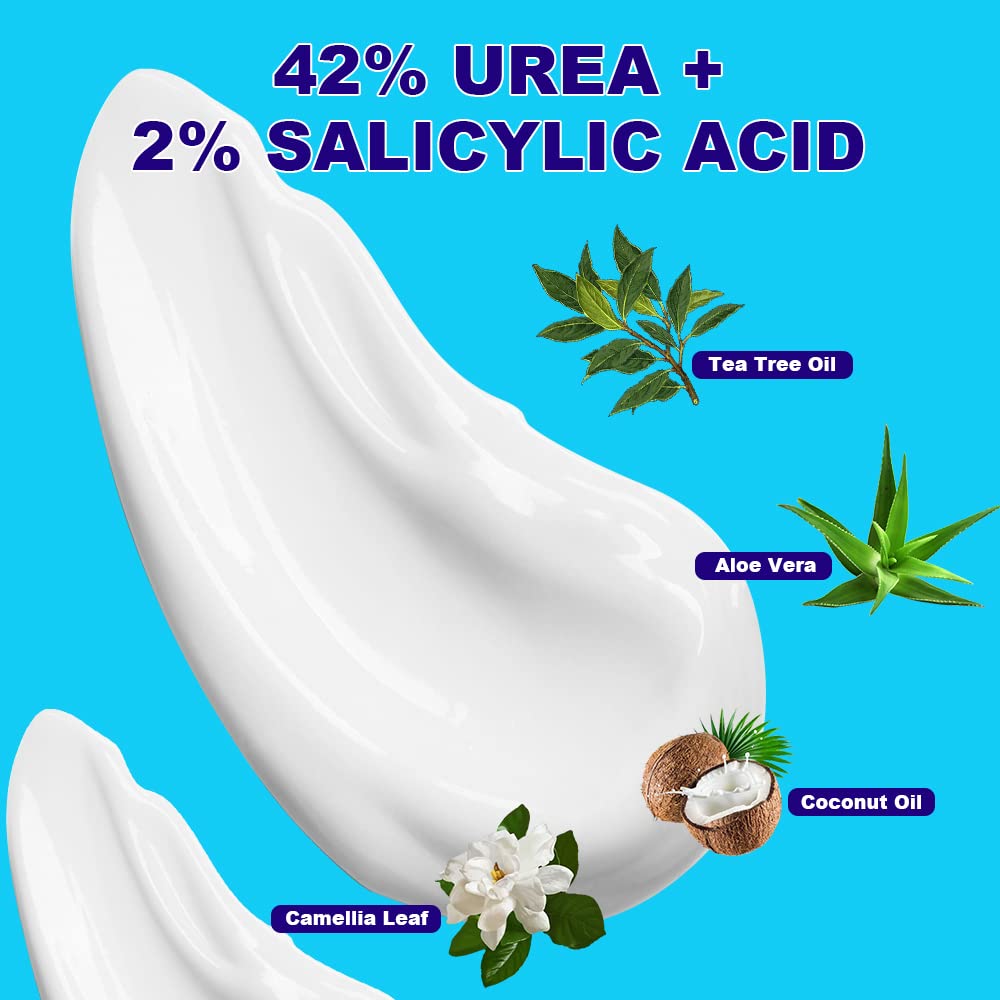 ASDToTio Urea Cream 42% - Premium Urea Foot Cream - With 2% Salicylic Acid, Tea Tree Oil, Shea Butter, Aloe Vera - For Feet, Hands, Heels, Elbows, Knees and More - 4 oz - dailyvitalstore