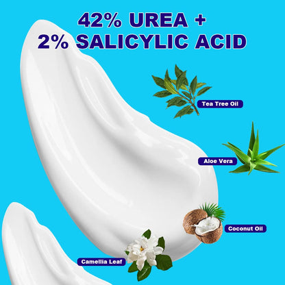 ASDToTio Urea Cream 42% - Premium Urea Foot Cream - With 2% Salicylic Acid, Tea Tree Oil, Shea Butter, Aloe Vera - For Feet, Hands, Heels, Elbows, Knees and More - 4 oz - dailyvitalstore