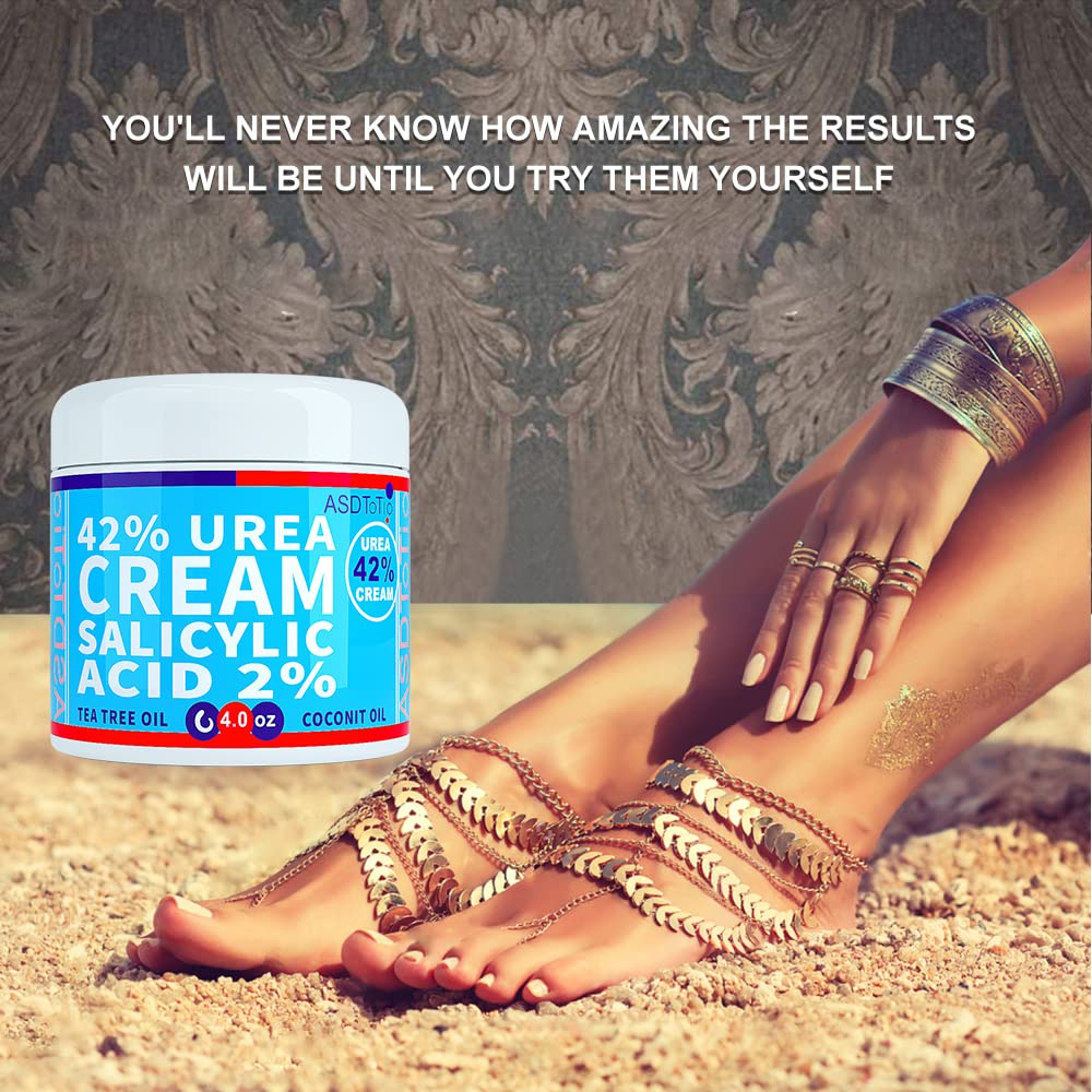 ASDToTio Urea Cream 42% - Premium Urea Foot Cream - With 2% Salicylic Acid, Tea Tree Oil, Shea Butter, Aloe Vera - For Feet, Hands, Heels, Elbows, Knees and More - 4 oz - dailyvitalstore