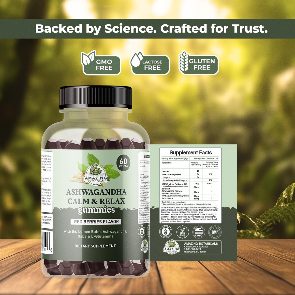 Ashwagandha Calm & Relax Gummies with Vitamin B6, Lemon Balm, GABA & L-Glutamine – 60 Gummies – Red Berries Flavor – Improve Sleep, Stress Relief & Mood – Vegan, Gluten-Free, Non-GMO - dailyvitalstore