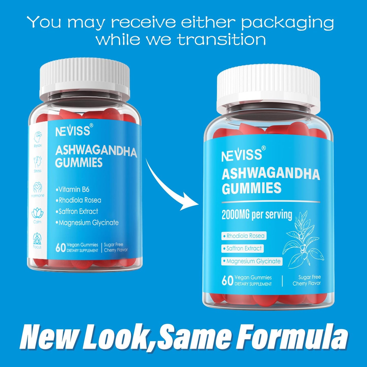 Ashwagandha Gummies, Magnesium Glycinate Gummies 2000mg for Adults, Vitamin B6, Zinc, Rhodiola Rosea, Lemon Balm, Relaxation Support, Natural Zzz, Brain, Muscle, Stamina, Energy, Sugar Free - dailyvitalstore