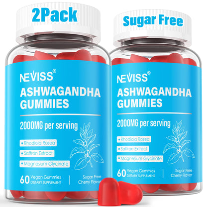 Ashwagandha Gummies, Magnesium Glycinate Gummies 2000mg for Adults, Vitamin B6, Zinc, Rhodiola Rosea, Lemon Balm, Relaxation Support, Natural Zzz, Brain, Muscle, Stamina, Energy, Sugar Free - dailyvitalstore