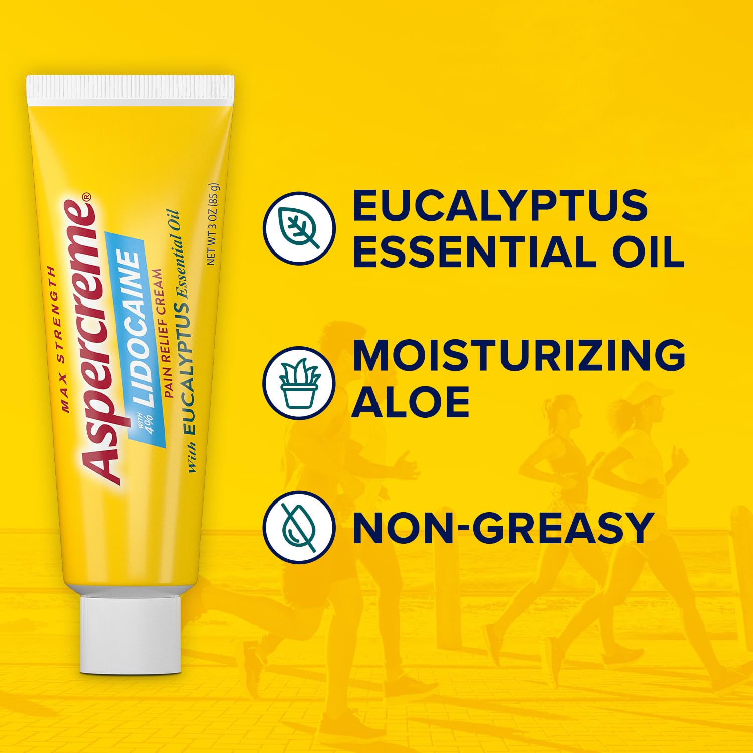 Aspercreme Essential Oils Lidocaine Pain Relief Cream, Max-Strength Lidocaine Numbs Away Nerve Pain, Moisturizing Aloe Hydrates Skin, Eucalyptus, 3 Oz. - dailyvitalstore