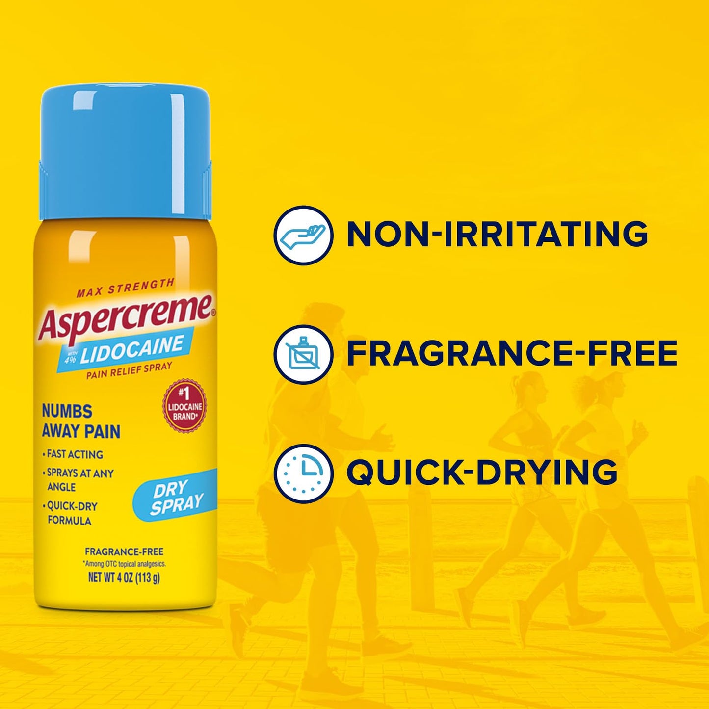 Aspercreme Lidocaine Dry Spray Soothes Aggravated Nerves, Numbing Topical Pain Relief Spray with Max-Strength 4% Lidocaine Sprays at Any Angle, 4 Oz. - dailyvitalstore
