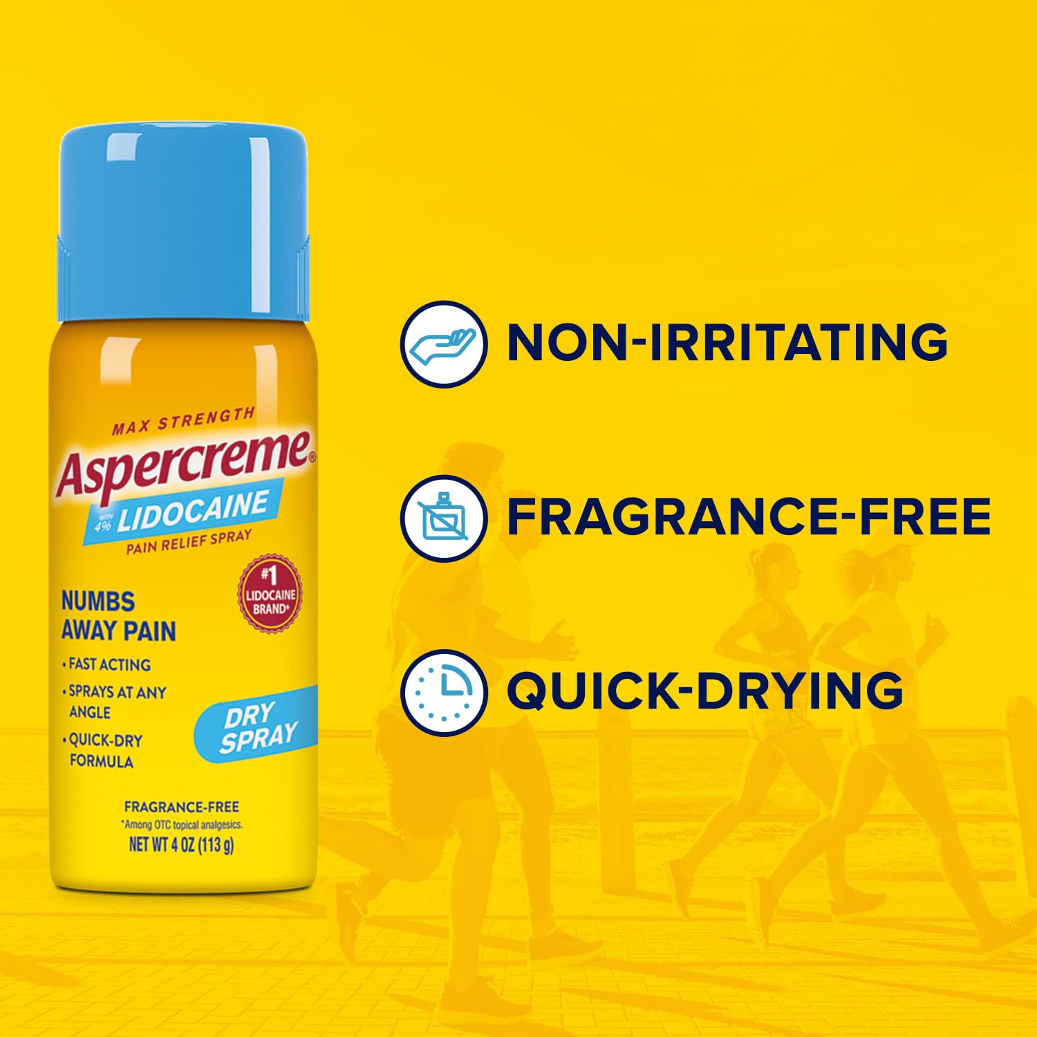 Aspercreme Lidocaine Dry Spray Soothes Aggravated Nerves, Numbing Topical Pain Relief Spray with Max-Strength 4% Lidocaine Sprays at Any Angle, 4 Oz. - dailyvitalstore