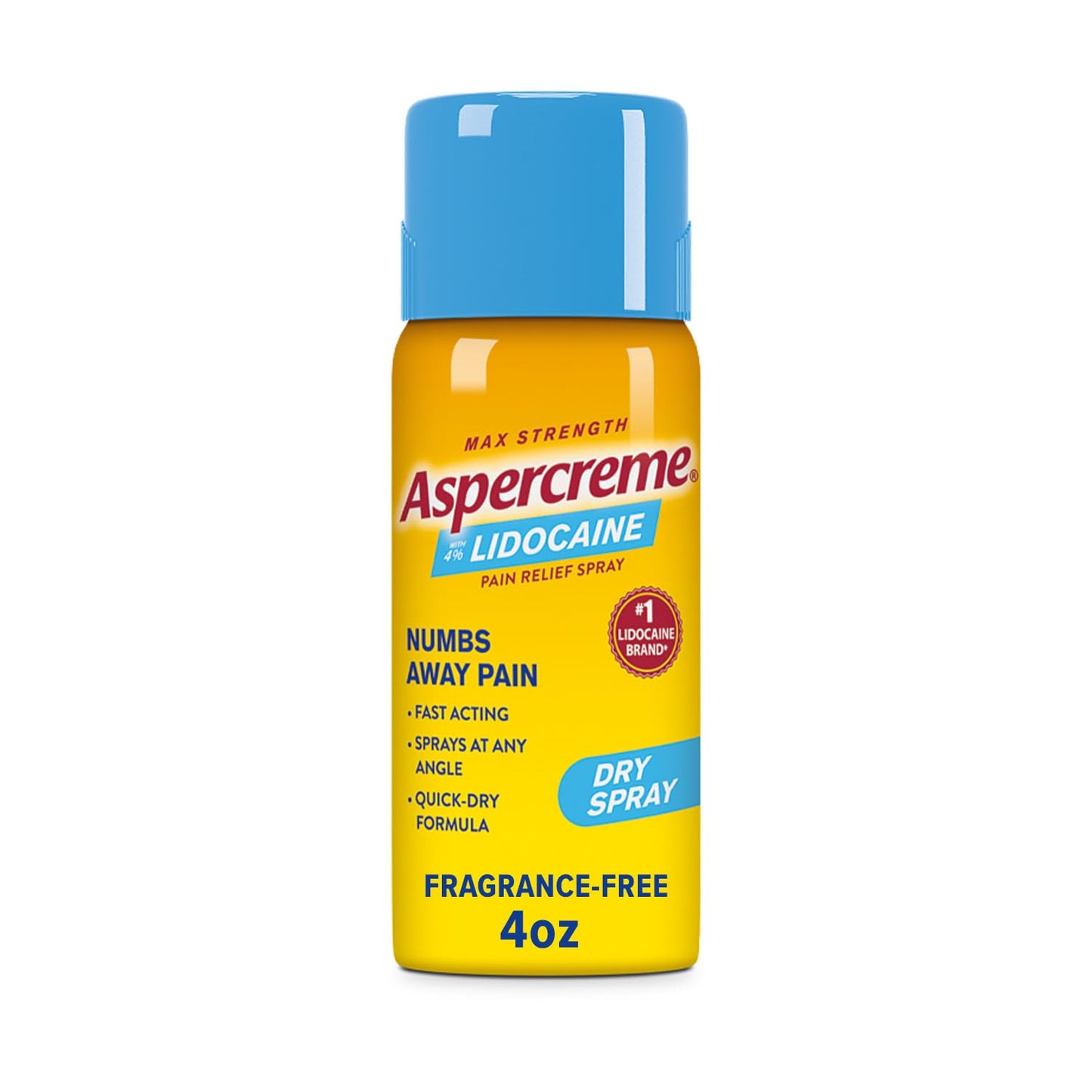 Aspercreme Lidocaine Dry Spray Soothes Aggravated Nerves, Numbing Topical Pain Relief Spray with Max-Strength 4% Lidocaine Sprays at Any Angle, 4 Oz. - dailyvitalstore