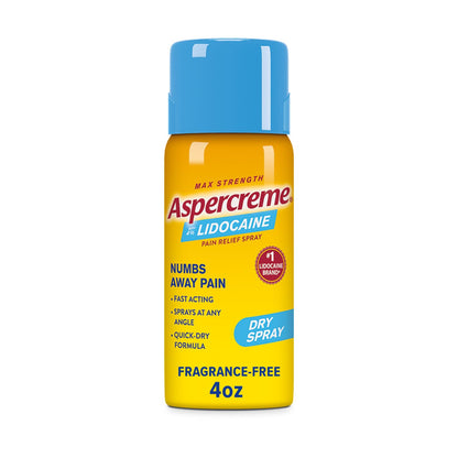 Aspercreme Lidocaine Dry Spray Soothes Aggravated Nerves, Numbing Topical Pain Relief Spray with Max-Strength 4% Lidocaine Sprays at Any Angle, 4 Oz. - dailyvitalstore