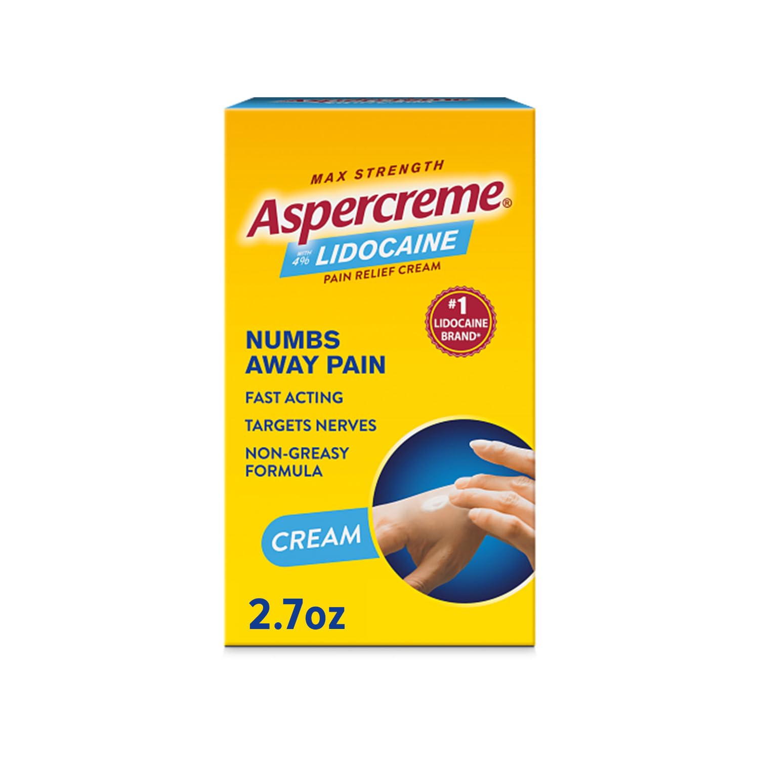 Aspercreme Lidocaine Pain Relief Cream Soothes Aggravated Nerves, Numbing Topical Analgesic with Max-Strength 4% Lidocaine & Moisturizing Aloe, 2.7 Oz. - dailyvitalstore
