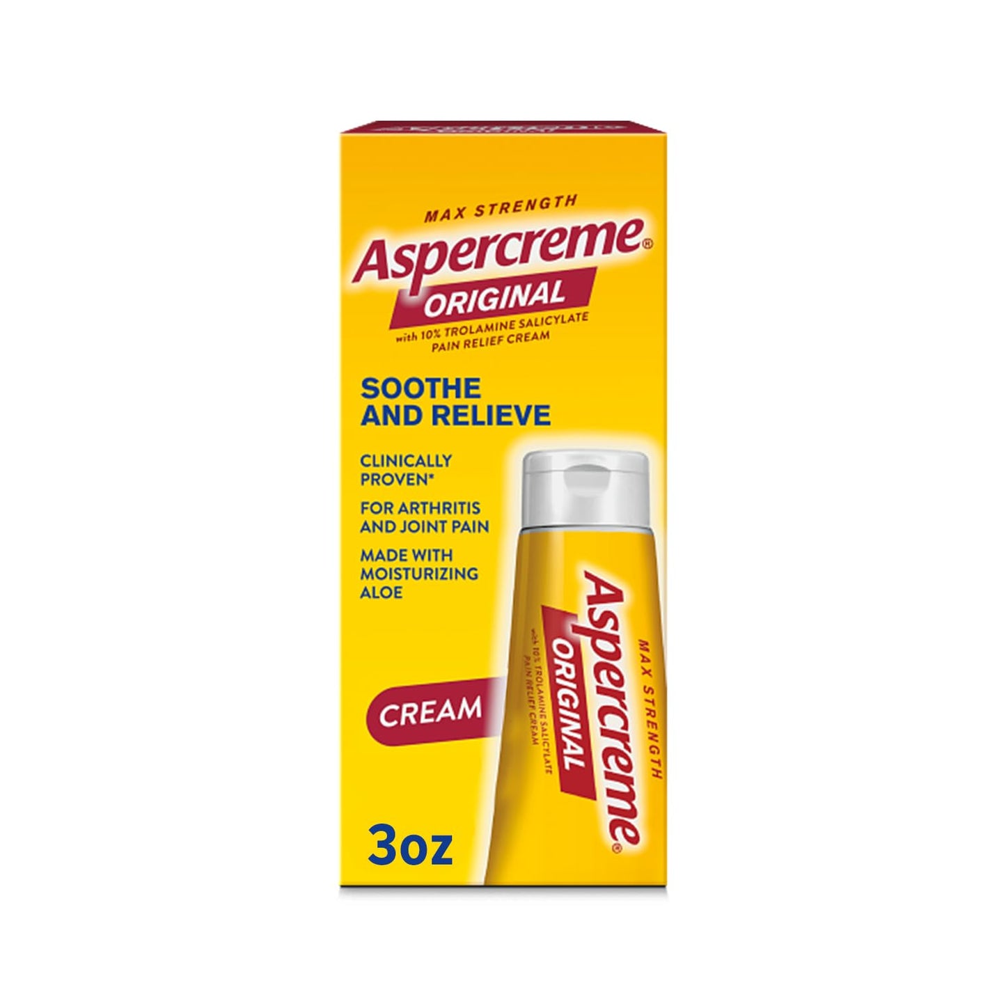 Aspercreme Original Pain Relief Cream for Arthritis, Joint & Muscle Pain, Non-Greasy Topical Analgesic with Moisturizing Aloe & Max-Strength 10% Trolamine Salicylate, 3 oz. - dailyvitalstore