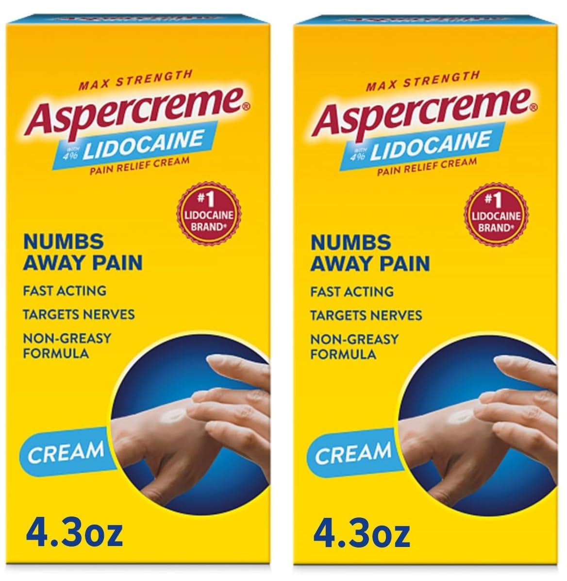 Aspercreme with Lidocaine Maximum Strength Pain Relief Cream, 4.3 Oz (Pack of 2) - dailyvitalstore