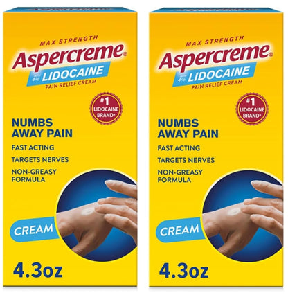 Aspercreme with Lidocaine Maximum Strength Pain Relief Cream, 4.3 Oz (Pack of 2) - dailyvitalstore
