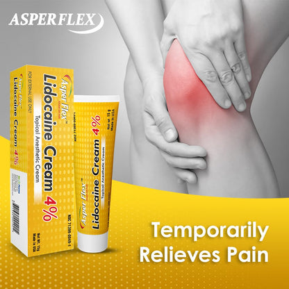 ASPERFLEX™ Lidocaine Pain Relief Cream 4% - Fast-Acting Numbing Cream for Muscle & Joint Pain, Arthritis, Backache, and More - 15G - dailyvitalstore