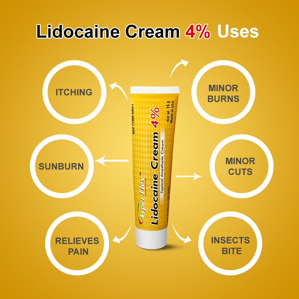 ASPERFLEX™ Lidocaine Pain Relief Cream 4% - Fast-Acting Numbing Cream for Muscle & Joint Pain, Arthritis, Backache, and More - 15G - dailyvitalstore