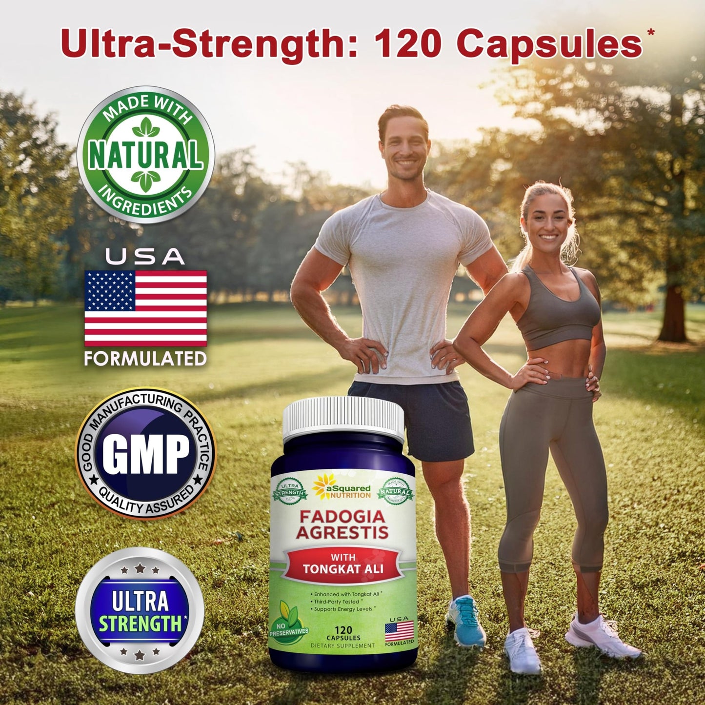 aSquared Nutrition Fadogia Agrestis 1000mg & Ali 400mg - 120 Capsules - Fadogia Agrestis Extract Supplement and Powder Complex Pills - dailyvitalstore