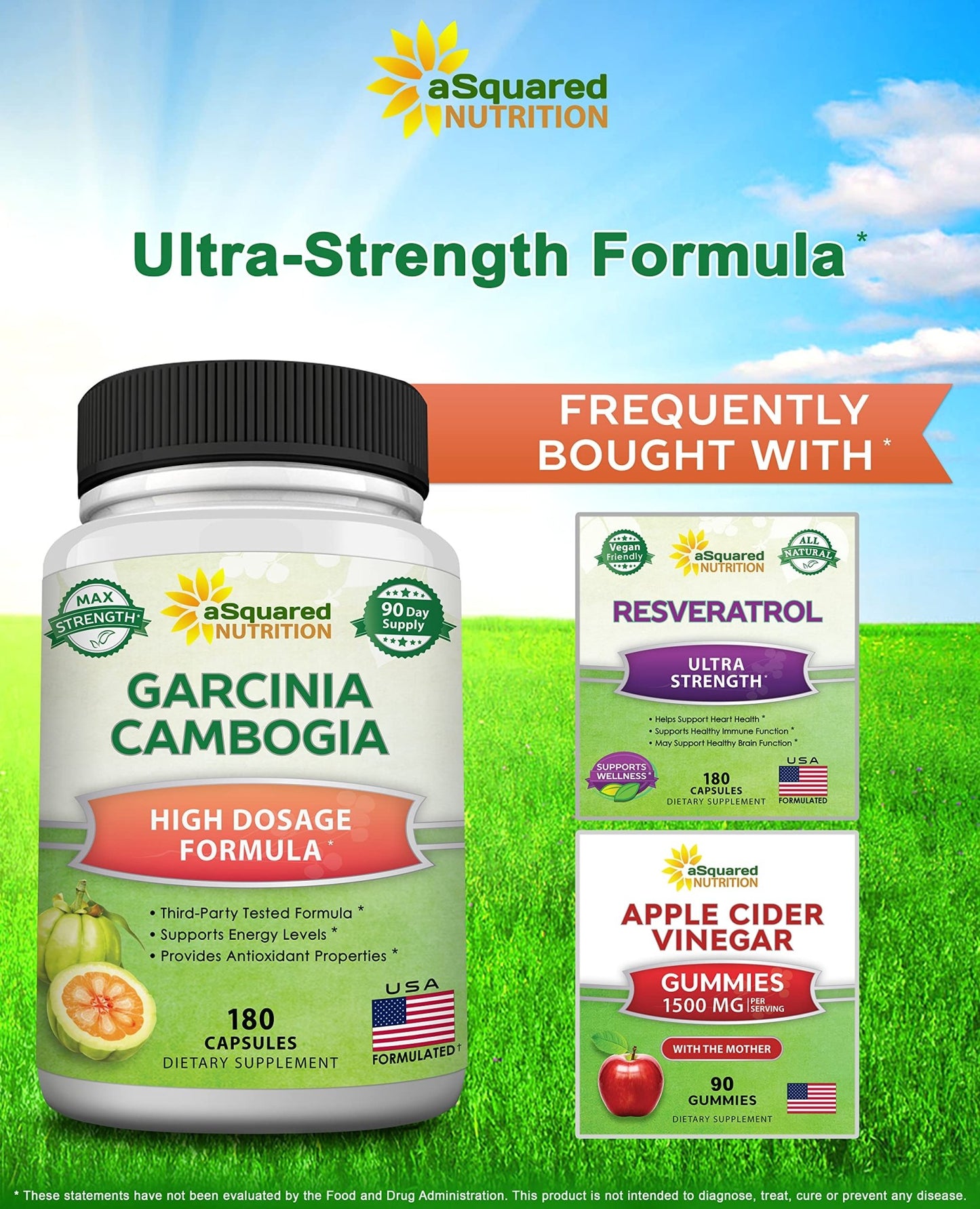 aSquared Nutrition Garcinia Cambogia 1600mg-180 Capsules-Natural Pure Extract Pills for Brain Health- Standardized Ultra HCA & Garcinia Cambogia Supplement - dailyvitalstore