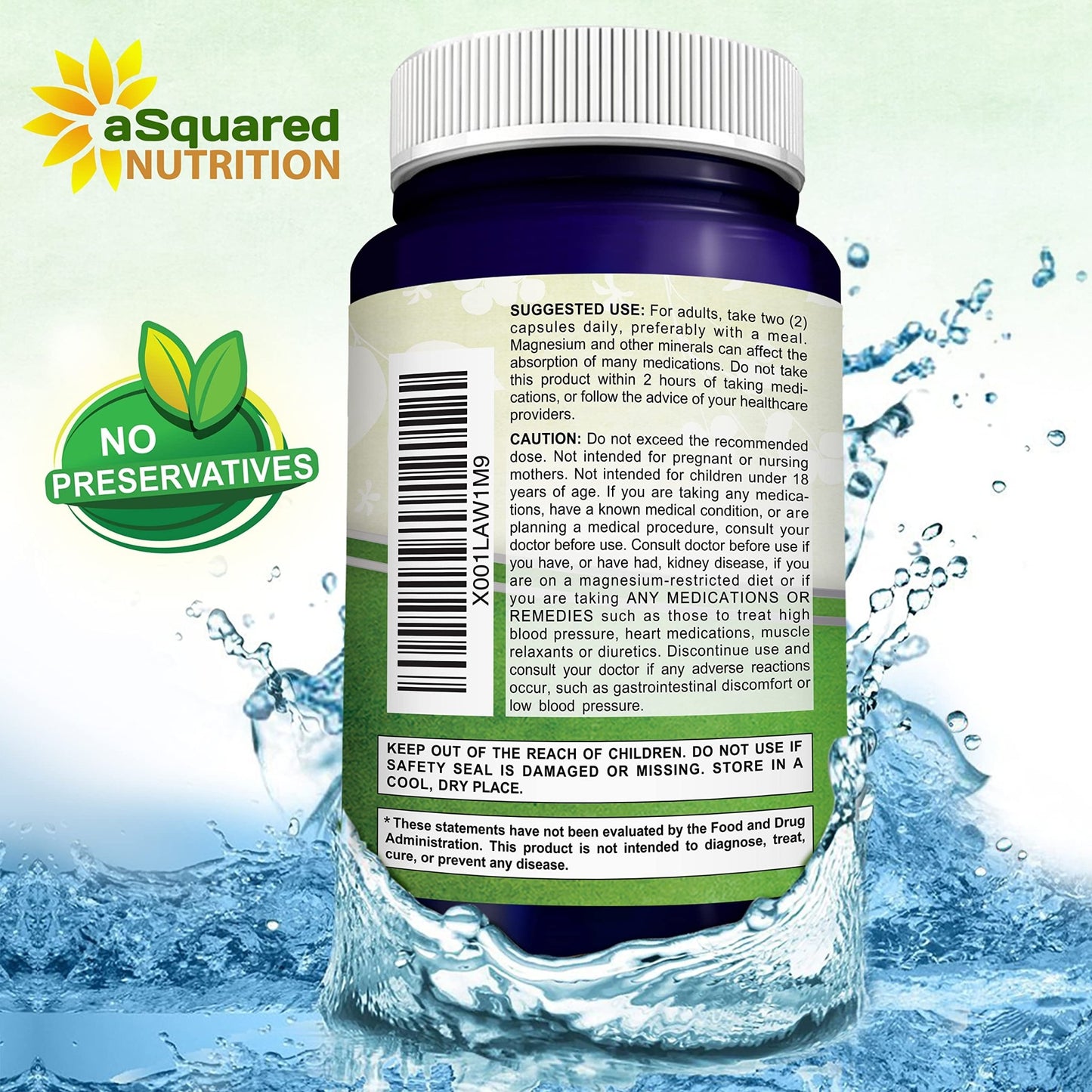 aSquared Nutrition Magnesium Citrate 833mg Supplement - 200 Capsules - Max Strength Vegan Mag Citrate Powder Pills to Support Pure Function of Muscles, - dailyvitalstore