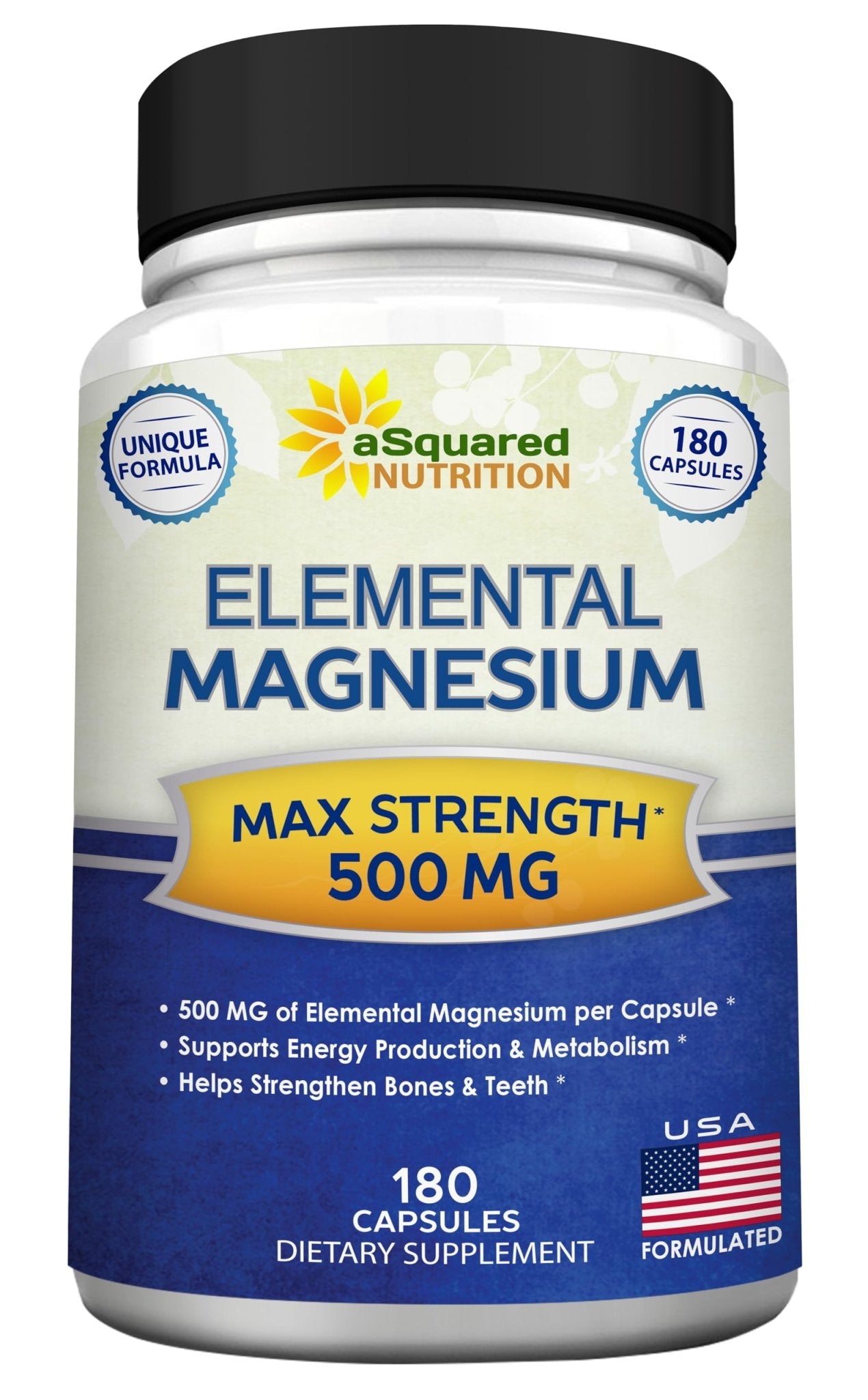 aSquared Nutrition Proprietary Magnesium 500mg – High Absorption Magnesium Citrate & Oxide – 180 Veggie Capsules, 180 Day Supply - dailyvitalstore