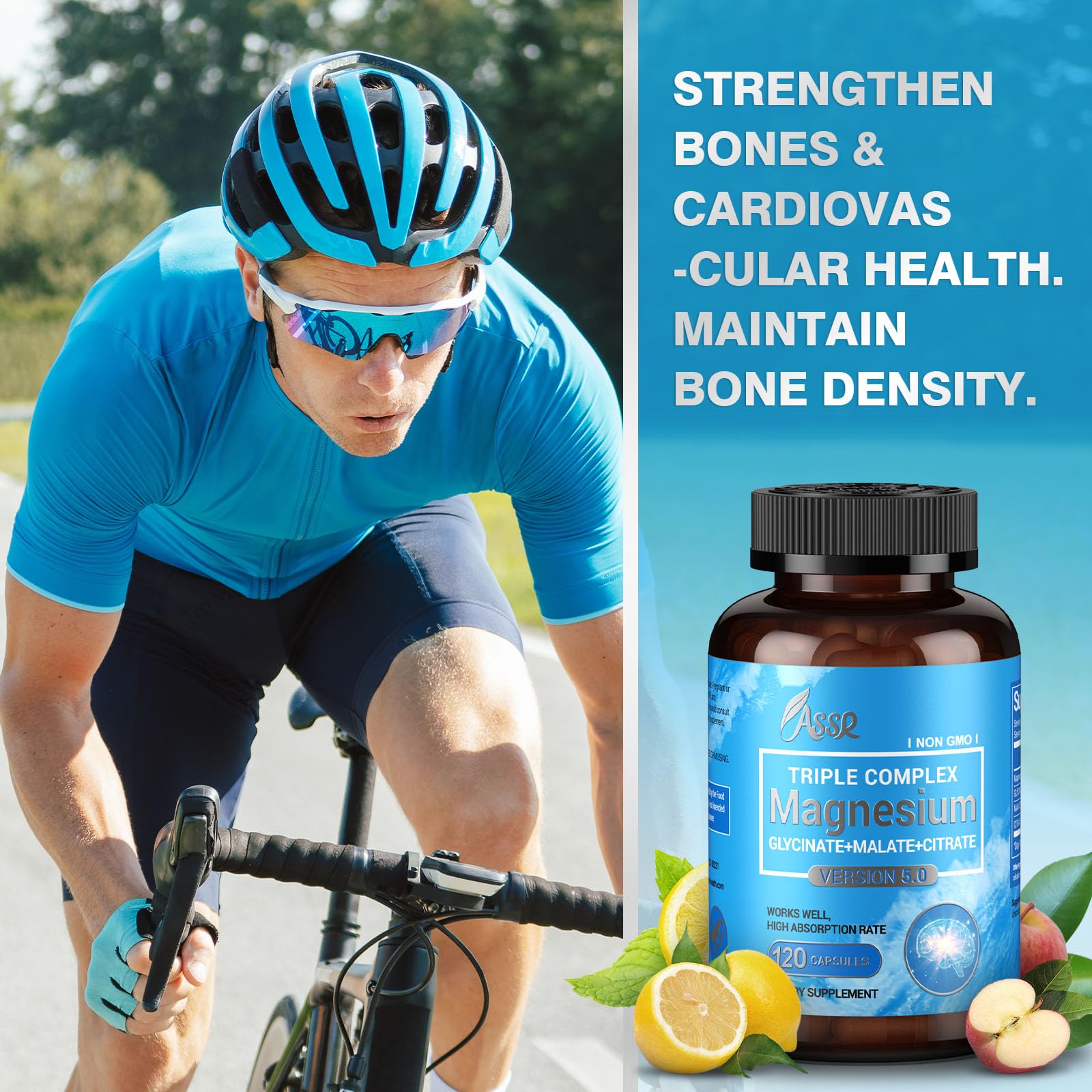 ASSR Triple Magnesium Complex – 300mg Magnesium Supplement with Glycinate, Malate & Citrate – Supports Relaxation, Muscle & Nerve Function – High Absorption, Vegan, Non-GMO, 120 Capsules - dailyvitalstore