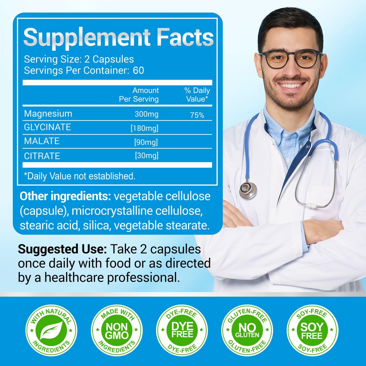 ASSR Triple Magnesium Complex – 300mg Magnesium Supplement with Glycinate, Malate & Citrate – Supports Relaxation, Muscle & Nerve Function – High Absorption, Vegan, Non-GMO, 120 Capsules - dailyvitalstore