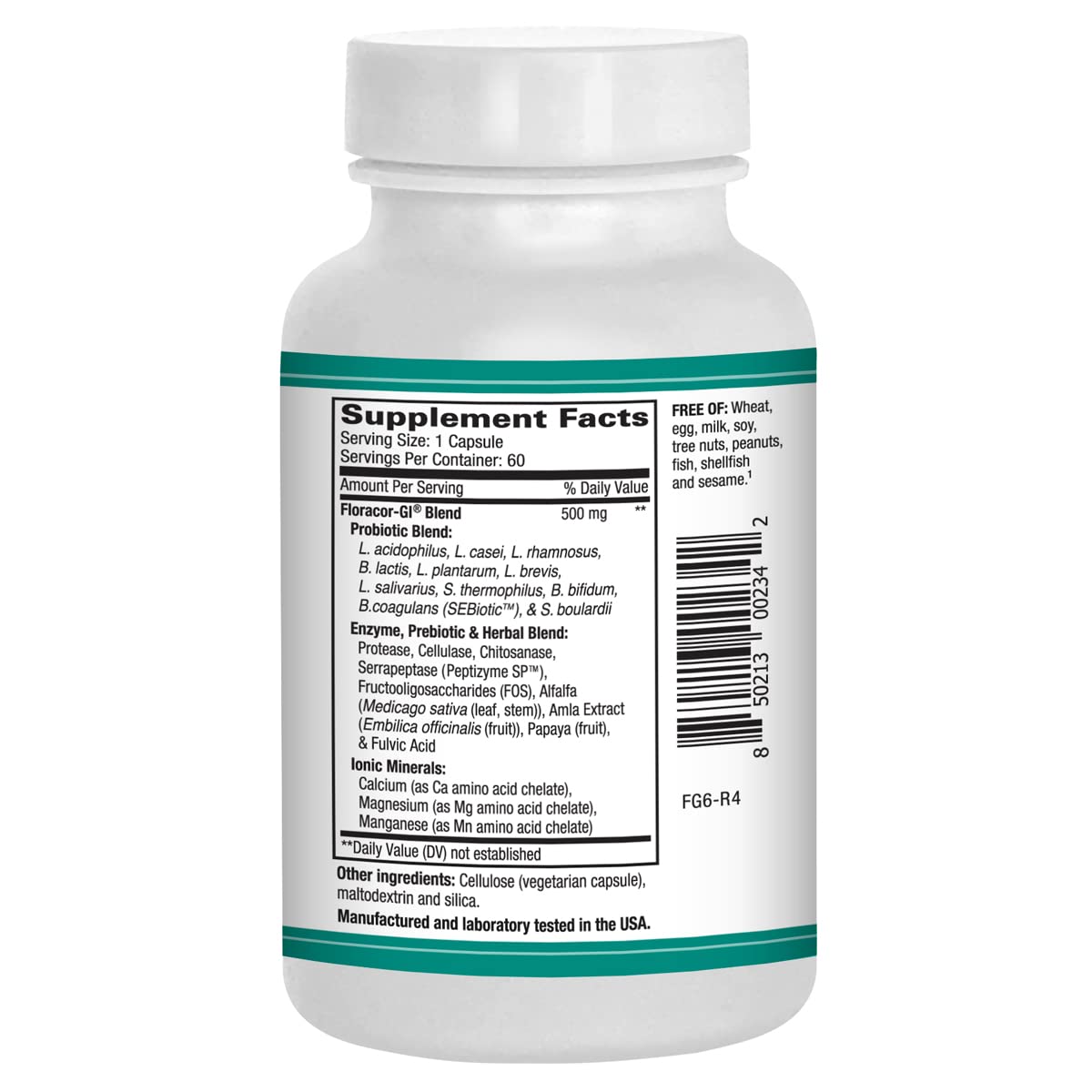 AST Enzymes Floracor - Supports Gut & Intestinal Health - Premium Probiotic, Prebiotic and Enzyme Formula - 60 Vegetarian Capsules - dailyvitalstore