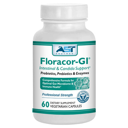 AST Enzymes Floracor - Supports Gut & Intestinal Health - Premium Probiotic, Prebiotic and Enzyme Formula - 60 Vegetarian Capsules - dailyvitalstore