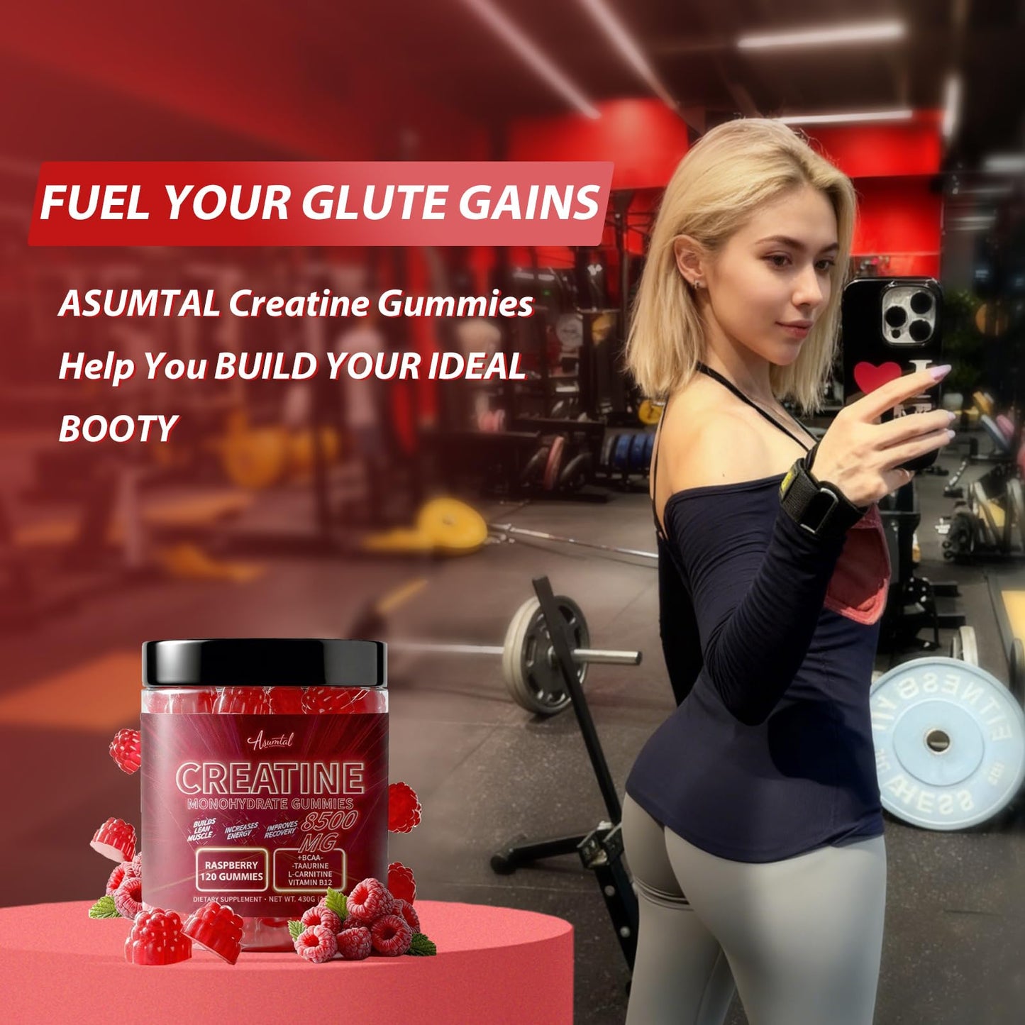 Asumtal Creatine Monohydrate Gummies for Men & Women, Creatine Monohydrate Supplement for Muscle Growth, Strength & Energy Support - dailyvitalstore