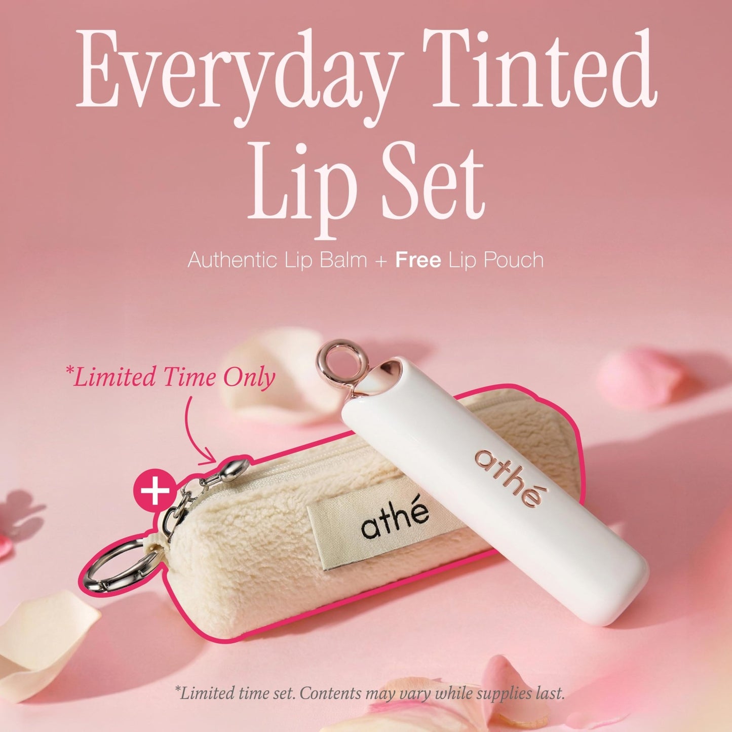 athé Everyday Tinted Lip Set – Tinted Lip Balm Stick with Madecassoside, Ceramide & Squalane, Includes Lip Pouch | Hydrating, Non-Sticky, Vegan K-Beauty Lip Care - dailyvitalstore
