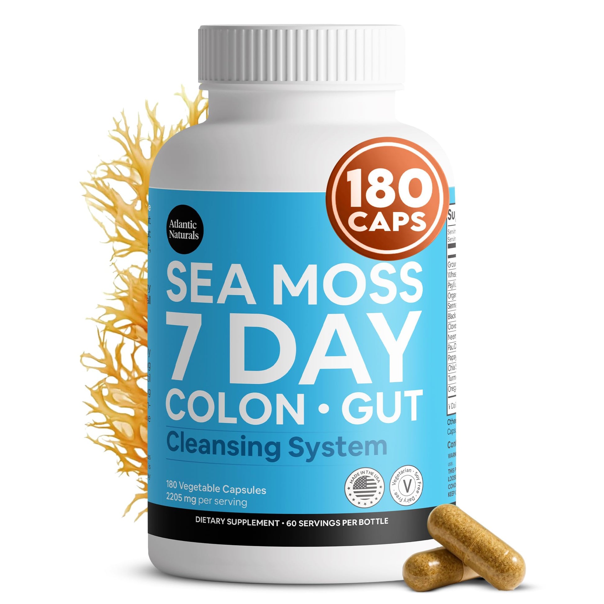 Atlantic Naturals Sea Moss 7 Day Colon & Gut | Enriched with Psyllium Husk, Senna Powder, Turmeric & Herbs | Supports Digestive Health, Bloating, & Natural Flushing - dailyvitalstore