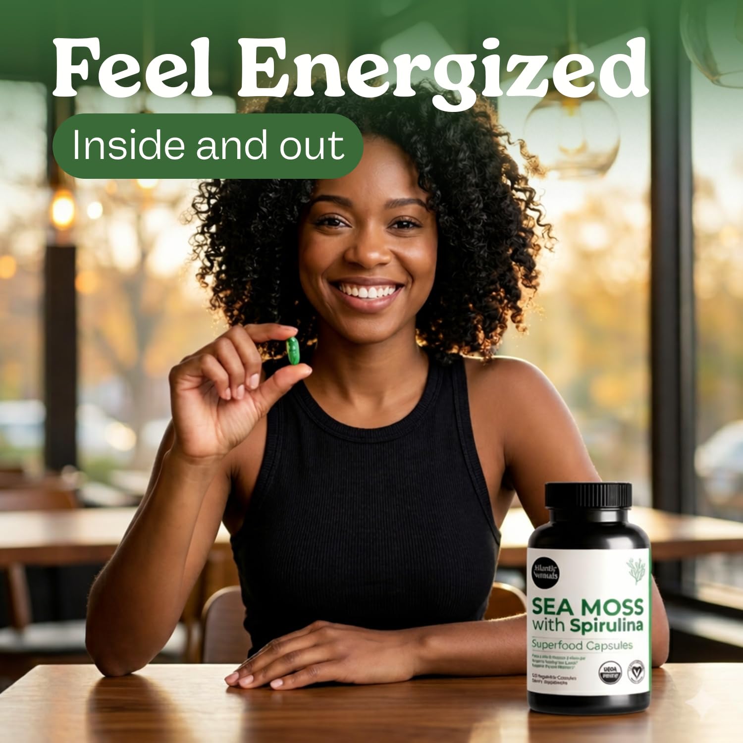 Atlantic Naturals Sea Moss with Spirulina Superfood Capsules - Multivitamin Supplement Supports Healthy Iron and Immune Health, Alternative to Seamoss Gel and Powder - dailyvitalstore