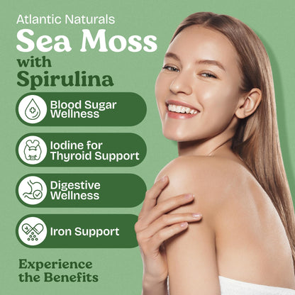 Atlantic Naturals Sea Moss with Spirulina Superfood Capsules - Multivitamin Supplement Supports Healthy Iron and Immune Health, Alternative to Seamoss Gel and Powder - dailyvitalstore
