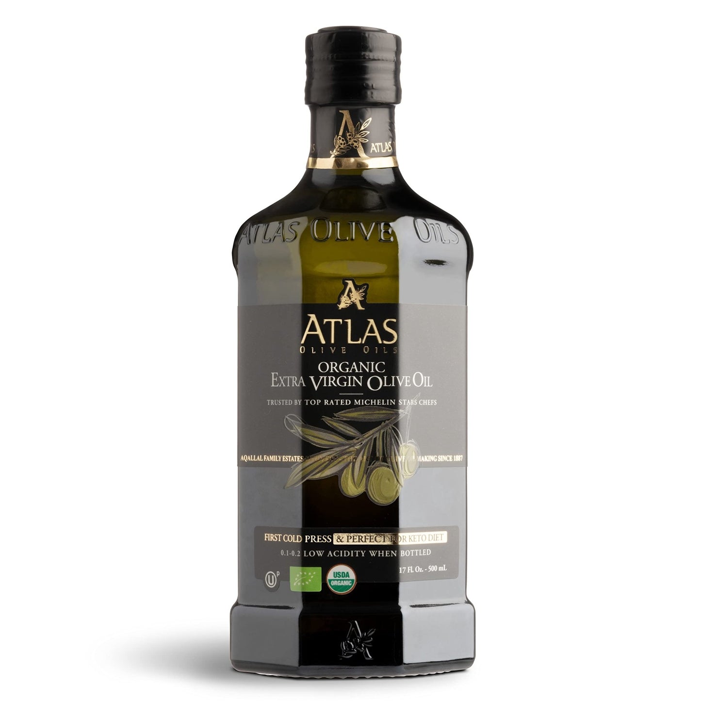 Atlas Organic Cold Pressed Moroccan Extra Virgin Olive Oil, Polyphenol Rich | EVOO From Morocco, Newly Harvested Unprocessed from One Single Family Farm - dailyvitalstore