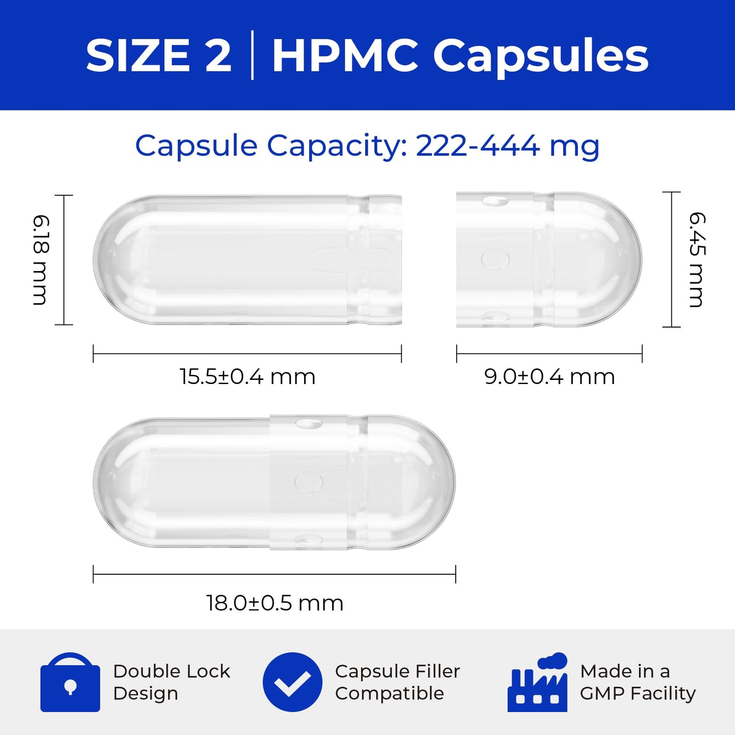 ATLEMISME Empty Vegan Capsules Size 2 - Empty (100 Count) DIY Filling - Veggie Capsules with 2 Micro Lab Spoons for Filling - dailyvitalstore