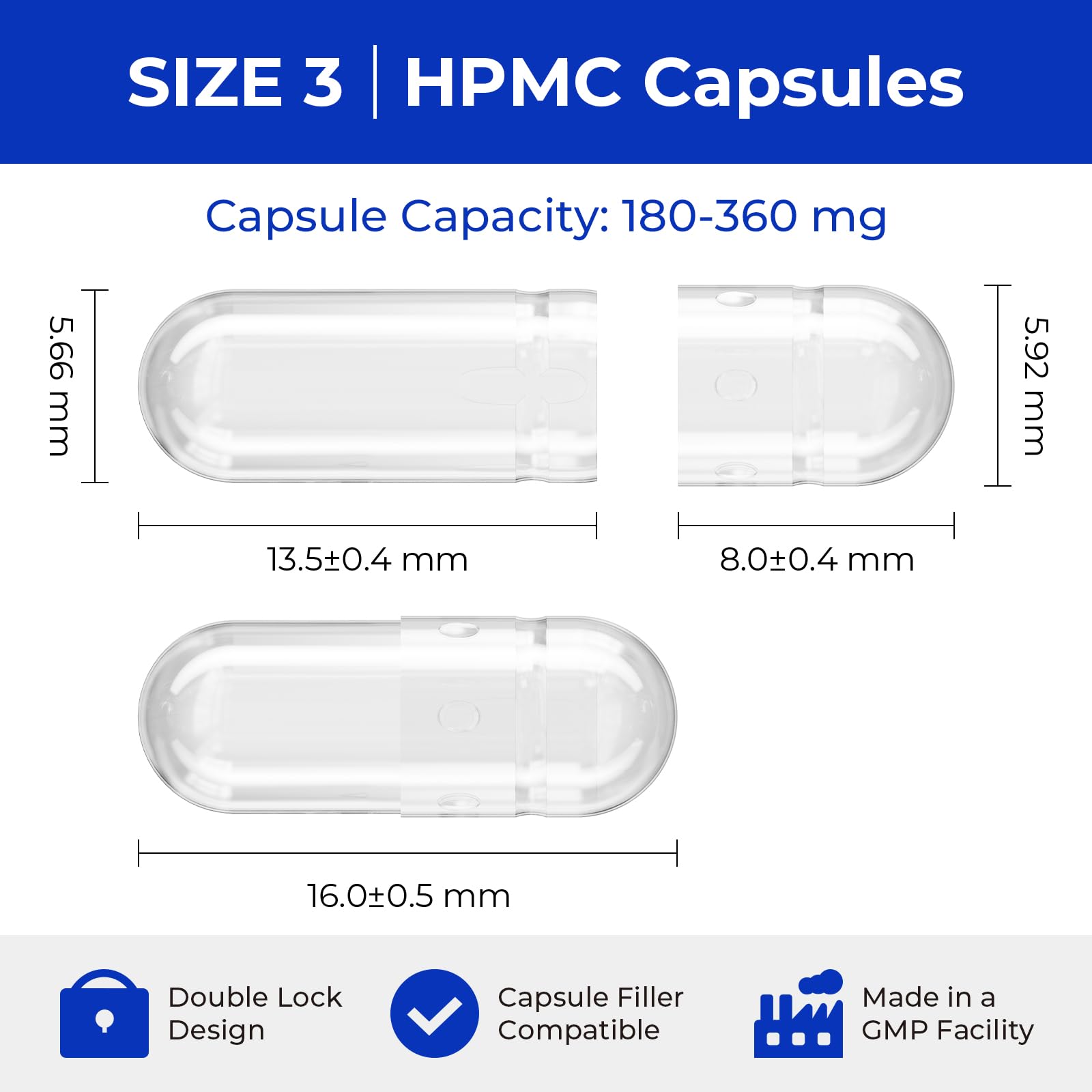 ATLEMISME Empty Vegan Capsules Size 3 - Vegan Capsules DIY Vegetable Capsule Filling - Veggie Caps with 2 Micro Lab Spoons for Capsule Filling - dailyvitalstore