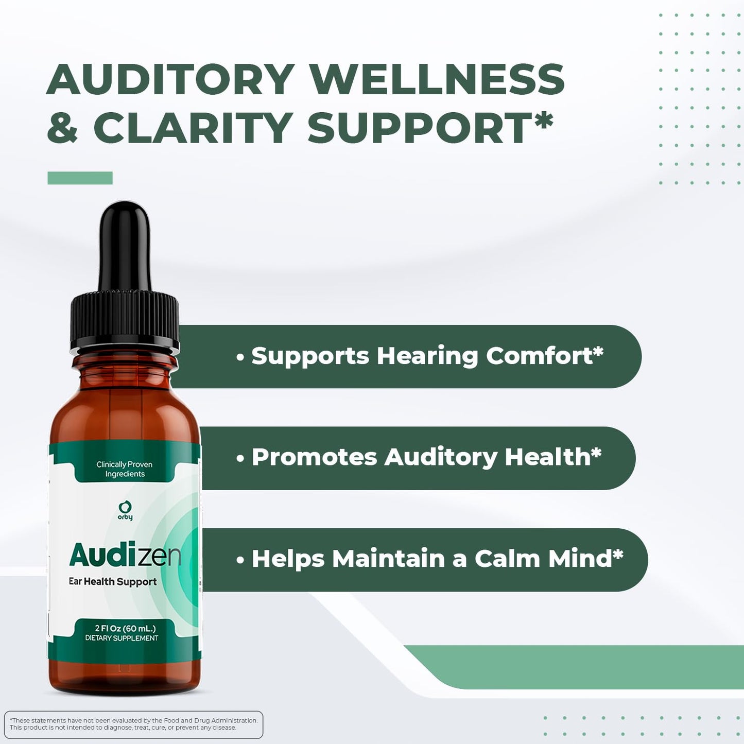 Audizen Drops – Natural Daily Liquid Supplement with Herbal Extracts, Maca Root, Green Tea, Grape Seed & Ginseng – Non-GMO, Gluten-Free, Plant-Based, GMP Certified, Made in USA - 30ml, 3 Month Supply - dailyvitalstore