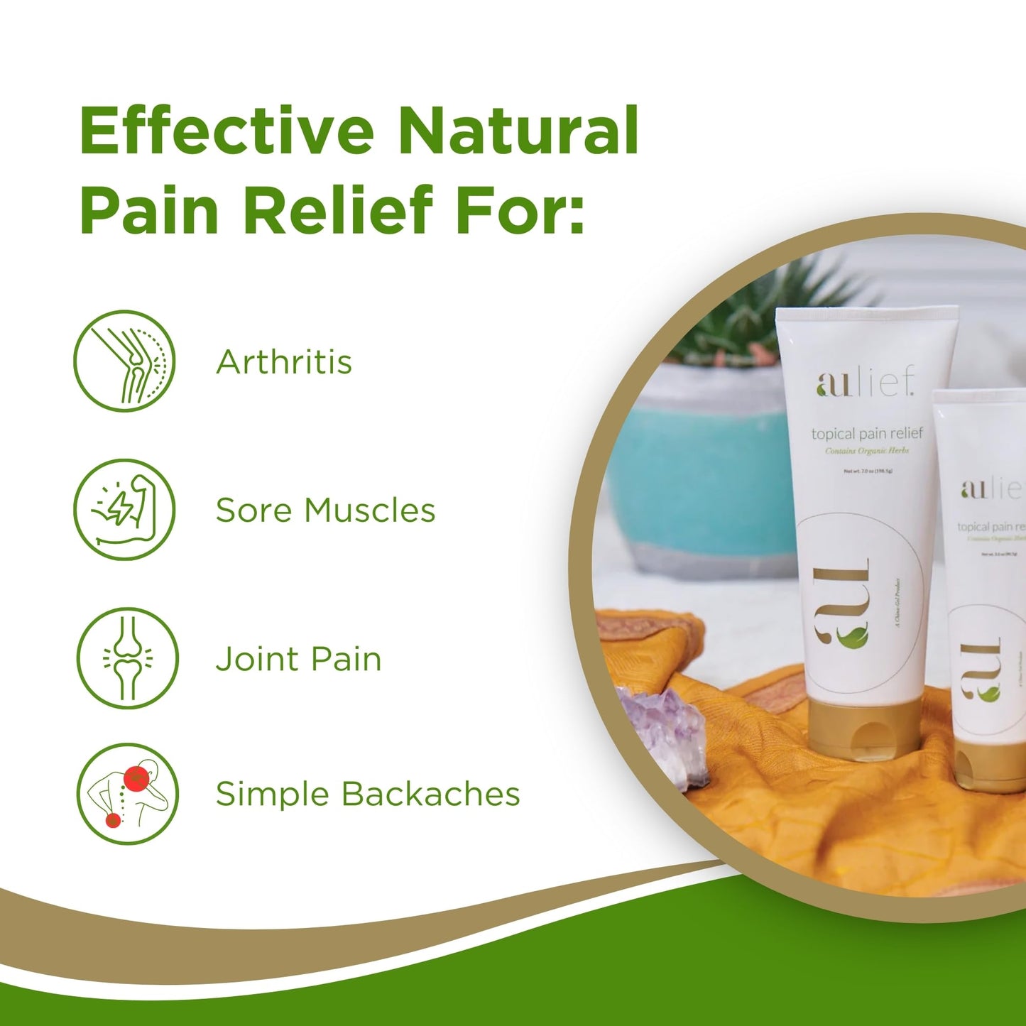Aulief Gold Natural Pain Relief Cream – Organic Herbal Lotion for Arthritis, Joint Pain & Sore Muscles, Neck, Knee & Back Aches, Premium Organic Natural Pain Reliever, 3.2 Oz Tube - dailyvitalstore