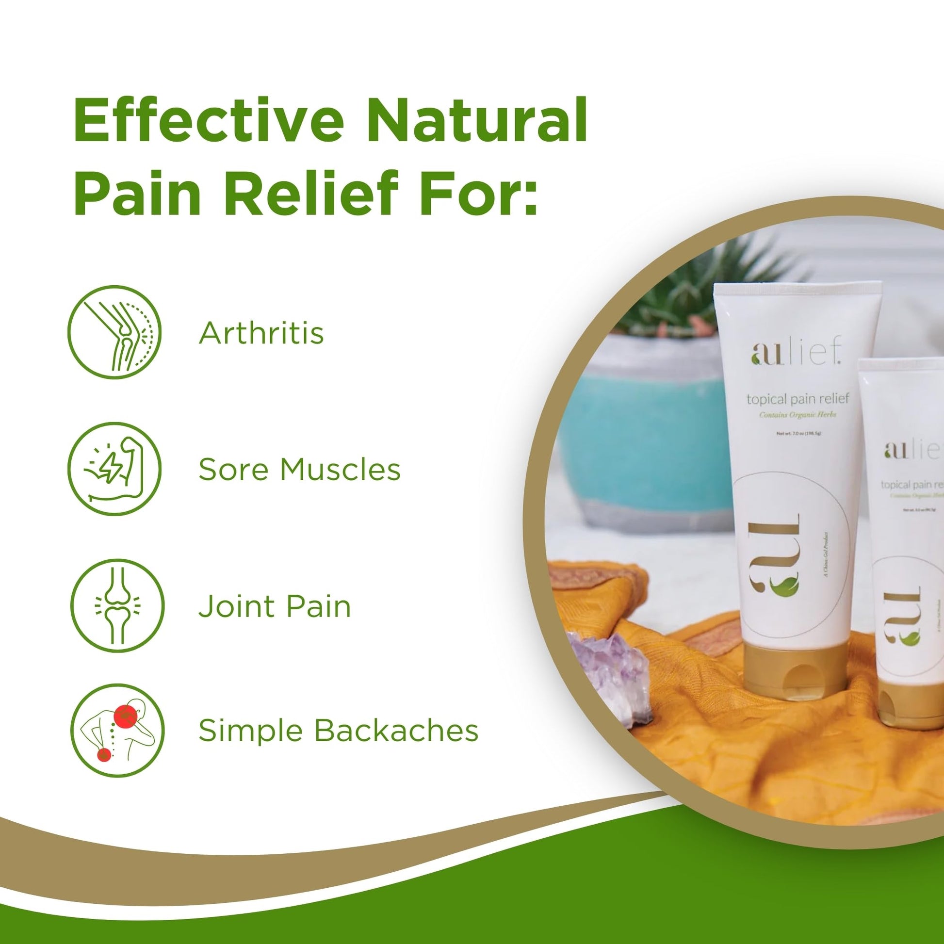 Aulief Gold Natural Pain Relief Cream – Organic Herbal Lotion for Arthritis, Joint Pain & Sore Muscles, Neck, Knee & Back Aches, Premium Organic Natural Pain Reliever, 3.2 Oz Tube - dailyvitalstore