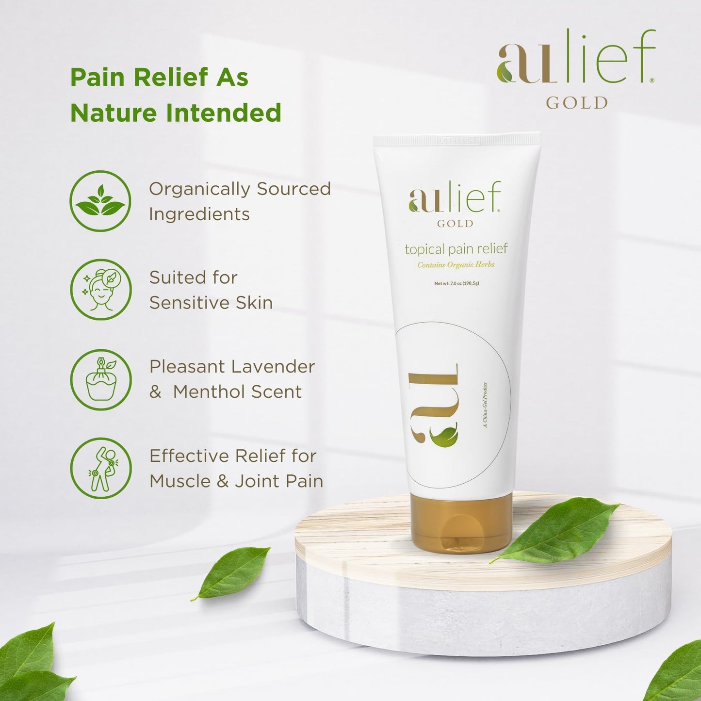 Aulief Gold Natural Pain Relief Cream – Organic Herbal Lotion for Arthritis, Joint Pain & Sore Muscles, Neck, Knee & Back Aches, Premium Organic Natural Pain Reliever, 3.2 Oz Tube - dailyvitalstore