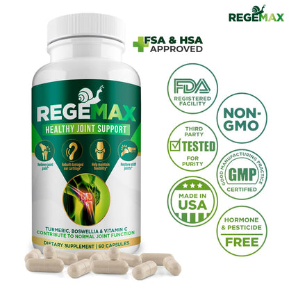 AURA VITAMINS REGEMAX regenerates and Helps Alleviate Joint discomfort Supplement, Snail Protein, Boswellia Serrata, and Turmeric – 60 Caps. (2) - dailyvitalstore