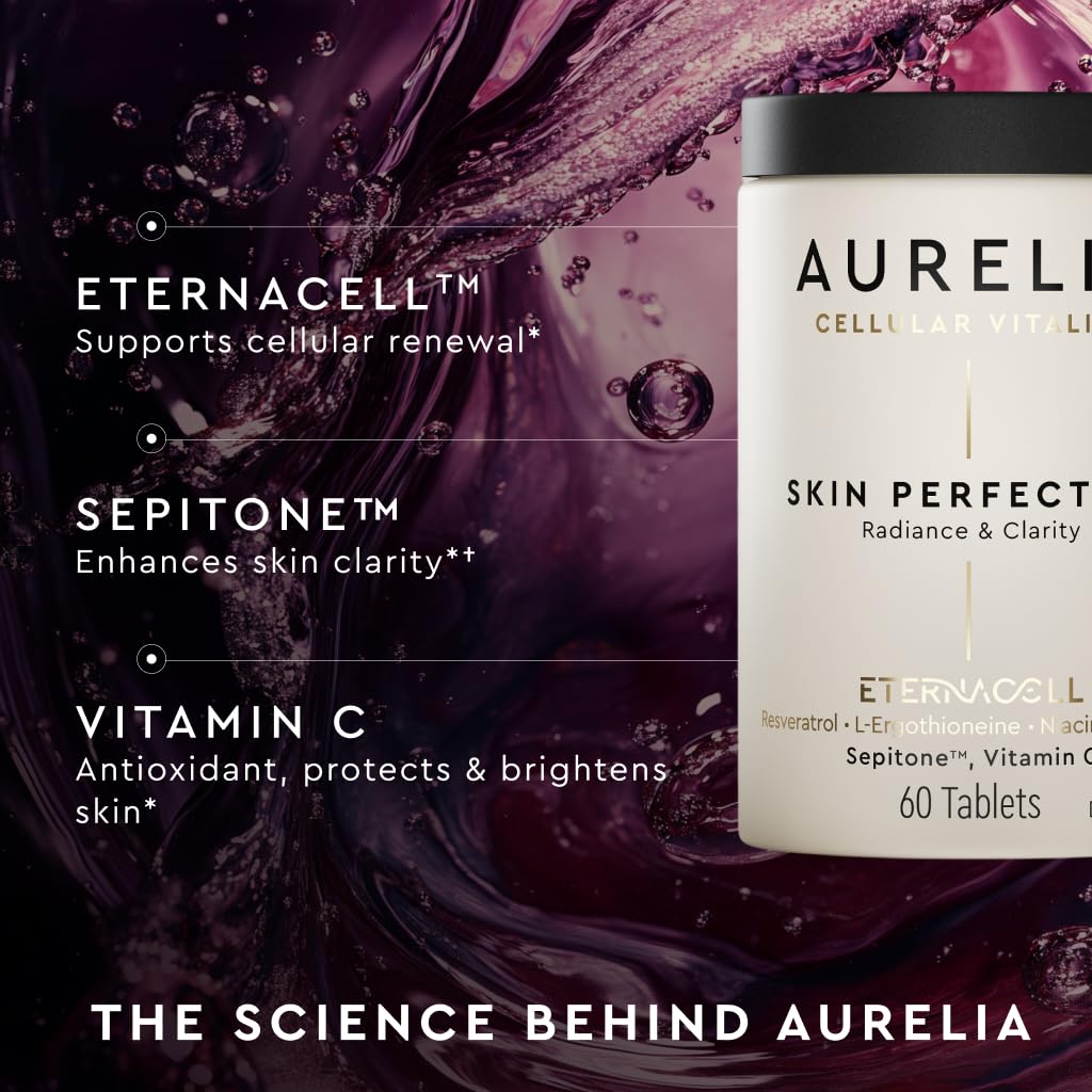 AURELIA Skin Perfection | Advanced Cellular Anti-Aging Supplement | Enhance Skin Clarity, & Tone | with Zinc, Resveratrol, Niacinamide, Ergothioneine, & Vitamin C - dailyvitalstore