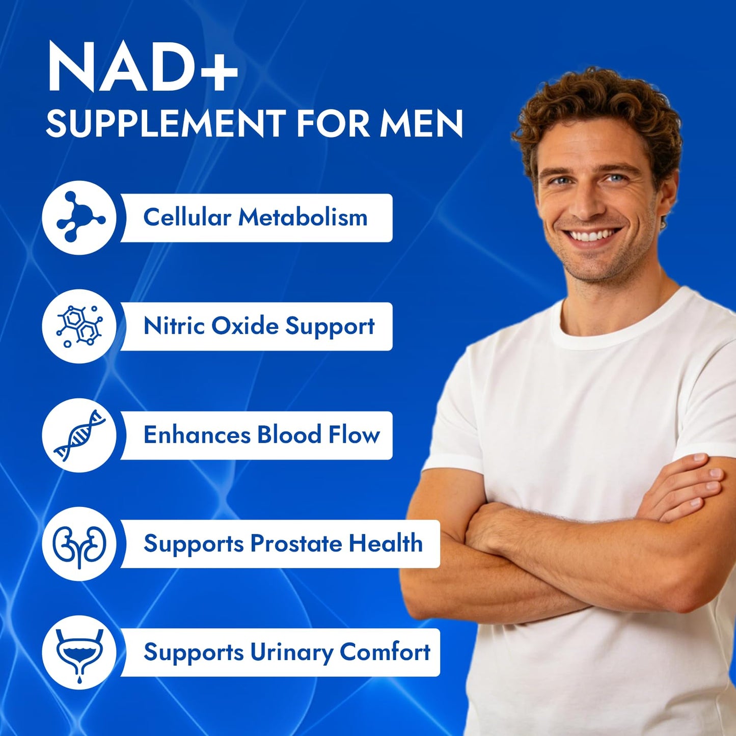 Aureph Vantique Men's NAD+ Supplement with Resveratrol, CoQ10, L-Citrulline & Lycopene - Nitric Oxide Support, Prostate Care, Anti-Aging, Stamina & Cellular Energy Boost 60 Capsules - dailyvitalstore