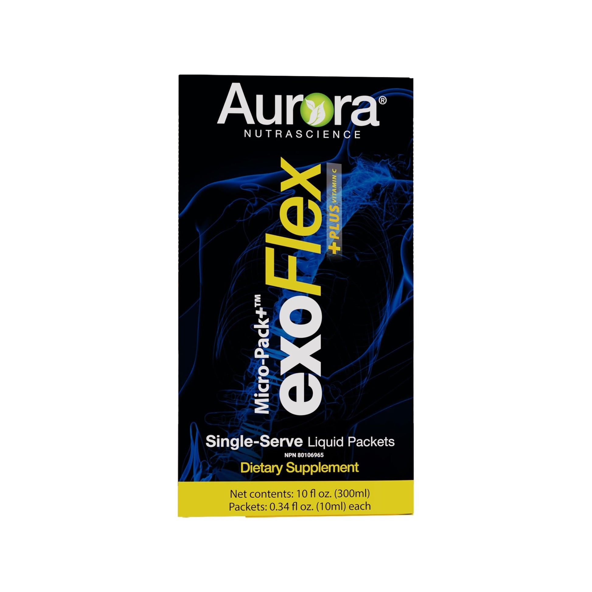 Aurora Nutrascience Micro-Pack Liposomal exoFlex+ - Liquid Vitamin C Supplement, Eggshell Membrane with BiovaFlex, Curcumin, & Boswellia, for Men & Women - 30 Single-Serve Packets - dailyvitalstore