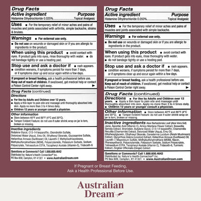 Australian Dream Arthritis Pain Relief Cream & Back Pain Cream - Soothing, Non-Greasy Pain Relief Creams - Topical Arthritis Pain Relief Good for Muscle Aches, Joint Pain, or Back Pain - 4 oz Bundle - dailyvitalstore