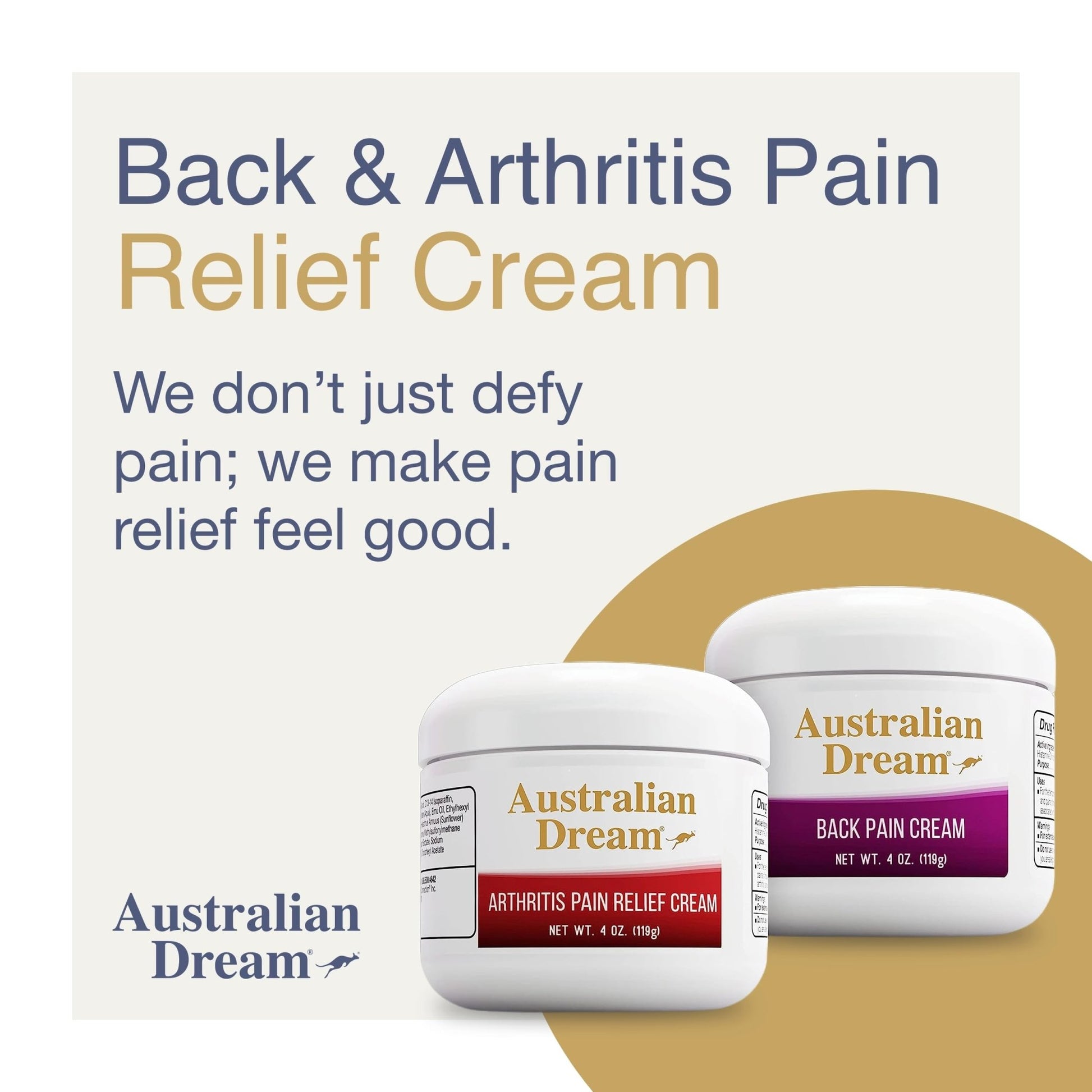 Australian Dream Arthritis Pain Relief Cream & Back Pain Cream - Soothing, Non-Greasy Pain Relief Creams - Topical Arthritis Pain Relief Good for Muscle Aches, Joint Pain, or Back Pain - 4 oz Bundle - dailyvitalstore
