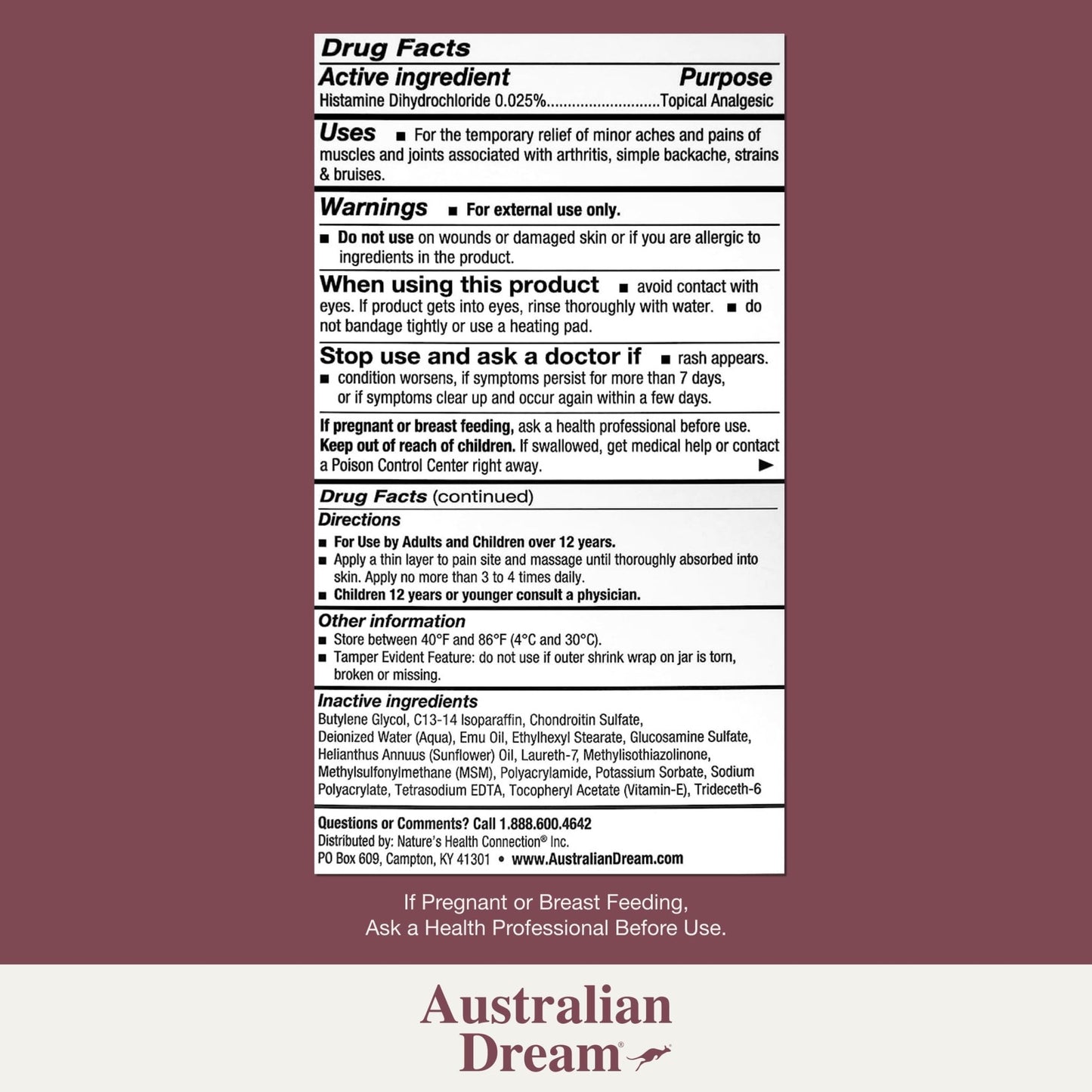 Australian Dream Arthritis Pain Relief Cream - Soothing & Non-Greasy - Powerful Topical Arthritis Pain Relief - Good for Muscle Aches or Joints - 2 oz Jar - dailyvitalstore