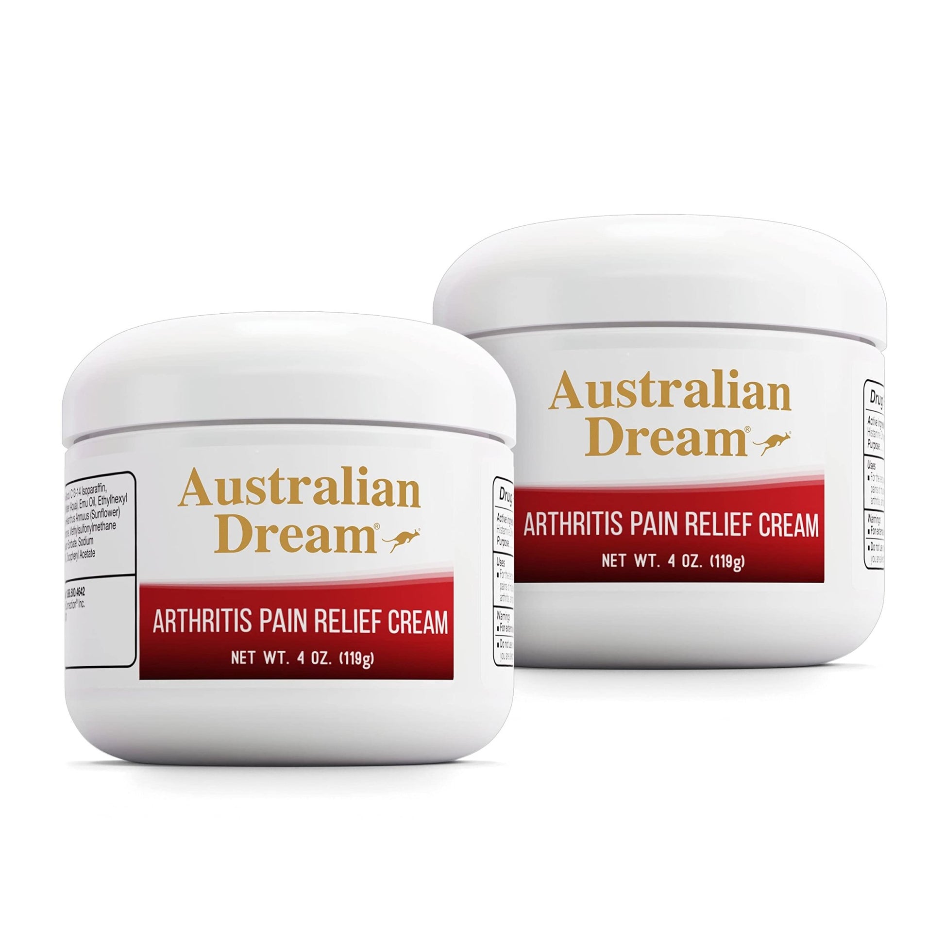 Australian Dream Arthritis Pain Relief Cream - Soothing & Non-Greasy - Powerful Topical Arthritis Pain Relief - Good for Muscle Aches or Joints - 4 oz Jars (2 Pack) - dailyvitalstore