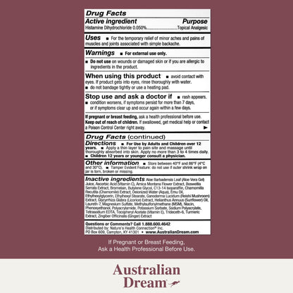 Australian Dream Back Pain Cream - Soothing, Non-Greasy Muscle Pain Relief Cream - Good for Neck, Back, Body, or Muscle Aches - 2 oz Jar - dailyvitalstore