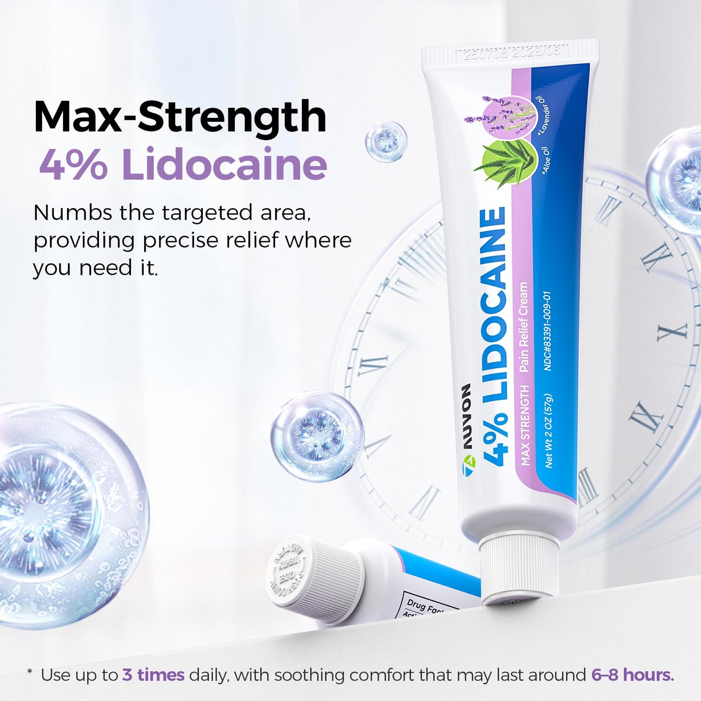 AUVON Max Strength Lidocaine Pain Relief Cream with Lavender & Aloe Vera, Numbing Cream for Minor Arthritis Pain, Soothing Muscle for Neck, Shoulder, Hip, Knee, Joint and Back Pain, 2 Oz, 2 Packs - dailyvitalstore