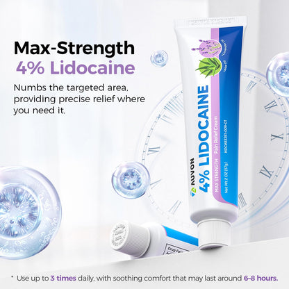 AUVON Max Strength Lidocaine Pain Relief Cream with Lavender & Aloe Vera, Numbing Cream for Minor Arthritis Pain, Soothing Muscle for Neck, Shoulder, Hip, Knee, Joint and Back Pain, 2 Oz, 2 Packs - dailyvitalstore