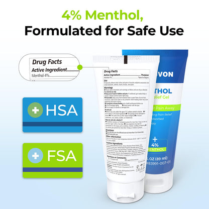 AUVON Menthol Pain Relief Gel for Chronic Joint & Back Pain, Arthritis Pain Reliever for Muscle Pain Relief, Fast-Acting Menthol Cooling Gel Soothes Knee, Hip, Shoulder, Neck Pain, 3 FL OZ Per Pack - dailyvitalstore